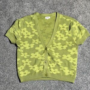 Women’s garage Light Green Floral Short Sleeve Cardigan